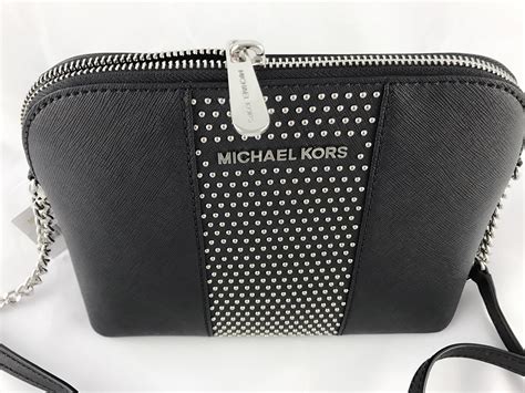 michael kors black bag silver chain|Michael Kors pouchette crossbody.